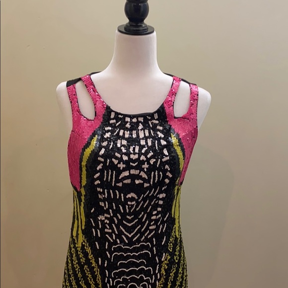 Marciano sequined beaded sleeveless cocktail dress - Picture 2 of 8